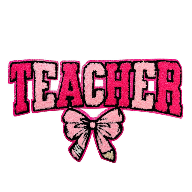 CE1147 Teacher w/Pink Bow (Chenille,11"x6")